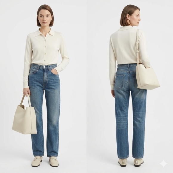 Toteme Vintage Studio Straight-Leg Jeans Size 25-26 - Picture 5 of 9